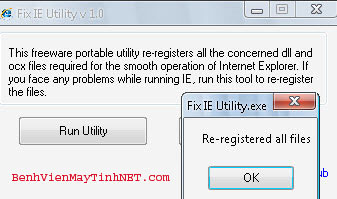 Huong dan sua chua Internet Explorer - FixIE_Utilities - BenhVienMayTinhNet.com